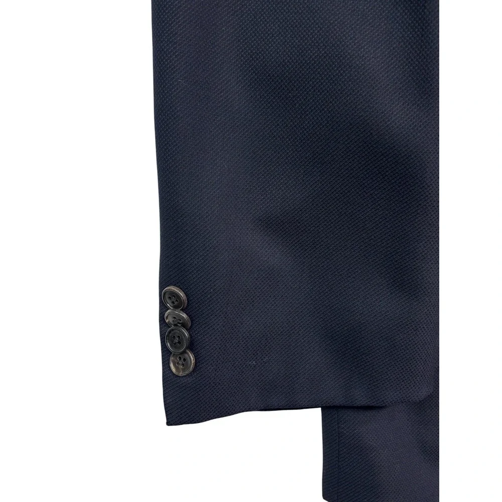Ermenegildo Zegna 58 48R Navy Blue Cool Effect Hopsack Blazer Jacket Sport Coat